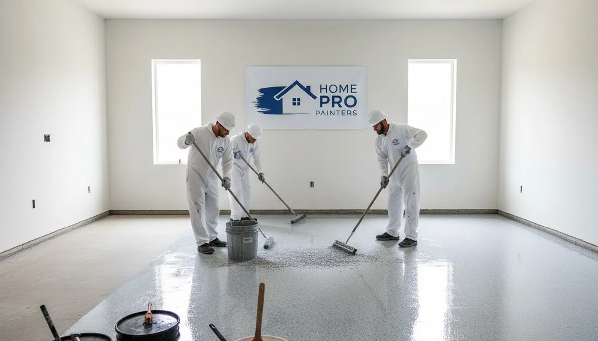 Professional epoxy garage floor coating in Allen, TX by expert house painters for durable finish