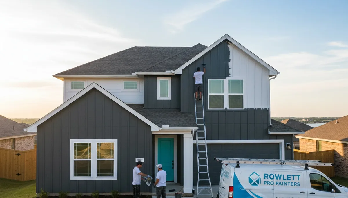 House painters in Allen, TX painting a residential exterior with professional prep and finish