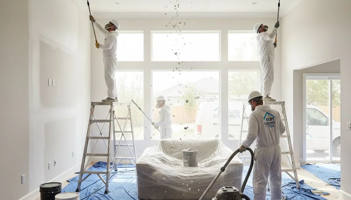 Professional popcorn ceiling removal service in Allen, TX home by expert local painters