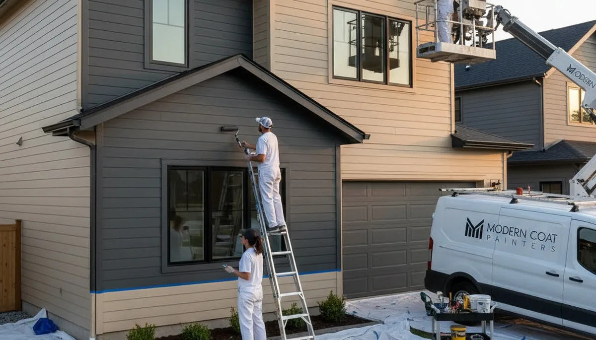 Professional siding painting on a home exterior in Allen, TX by local house painting experts