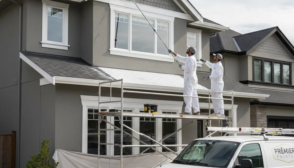 Professional trim and fascia painting on a home exterior in Allen, TX by expert house painters